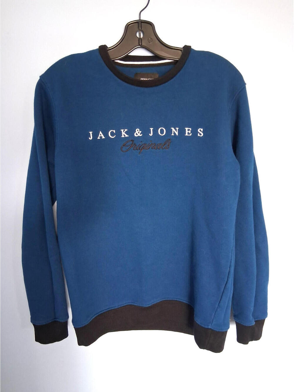 Jack Jones Men's LG Teal/Black Long Sleeve 100% Cotton Sweatshirt/Sweater